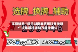 实测辅助“微乐湖南麻将可以开挂吗?”揭秘透视辅助万能挂用法