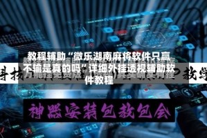 教程辅助“微乐湖南麻将软件只赢不输是真的吗”详细外挂透视辅助软件教程