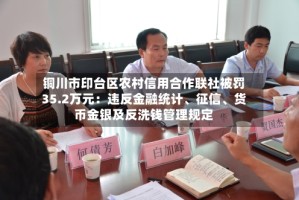 铜川市印台区农村信用合作联社被罚35.2万元：违反金融统计、征信、货币金银及反洗钱管理规定