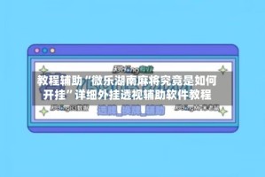 教程辅助“微乐湖南麻将究竟是如何开挂”详细外挂透视辅助软件教程