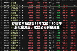 存储芯片短缺创15年之最！10倍牛股批量涌现，这些公司有望受益