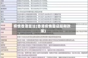 疫情香港签注(香港疫情签证延期政策)