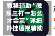 教程辅助“微乐三打一怎么才会赢”详细外挂透视辅助软件教程