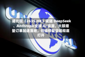 诺比侃（2635.HK）紧随 DeepSeek、Anthropic全球 AI 浪潮，大额增量订单加速落地，估值修复空间彻底打开