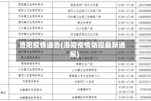 洛阳疫情通告(洛阳疫情防控最新通报)
