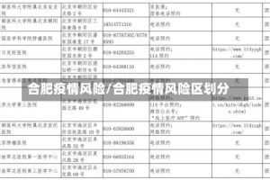 合肥疫情风险/合肥疫情风险区划分
