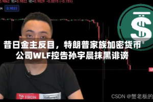 昔日金主反目，特朗普家族加密货币公司WLF控告孙宇晨抹黑诽谤