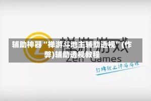 辅助神器“禅游斗地主辅助透视”(作弊)辅助透视教程