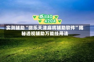 实测辅助“微乐天津麻将辅助软件”揭秘透视辅助万能挂用法