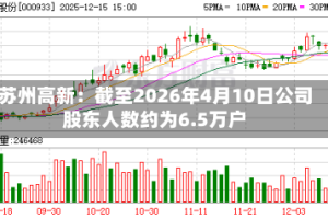 苏州高新：截至2026年4月10日公司股东人数约为6.5万户