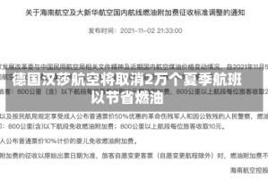 德国汉莎航空将取消2万个夏季航班以节省燃油