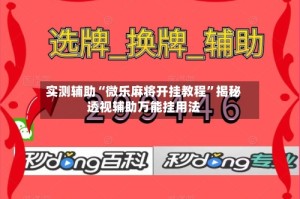 实测辅助“微乐麻将开挂教程”揭秘透视辅助万能挂用法