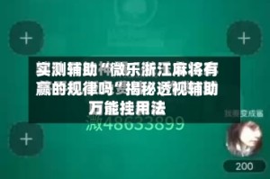 实测辅助“微乐浙江麻将有赢的规律吗”揭秘透视辅助万能挂用法