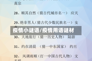 疫情小谜语/疫情用语谜材