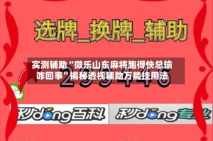 实测辅助“微乐山东麻将跑得快总输咋回事”揭秘透视辅助万能挂用法
