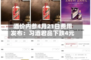 酒价内参4月21日费用发布：习酒君品下跌4元