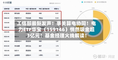 工信部最新发声!事关算电协同!电力ETF华宝(159146)悄然吸金超3亿元!基金经理火线解读!-第2张图片