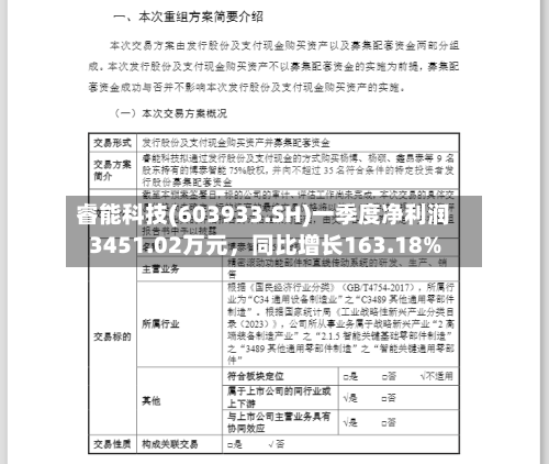 睿能科技(603933.SH)一季度净利润3451.02万元，同比增长163.18%-第1张图片