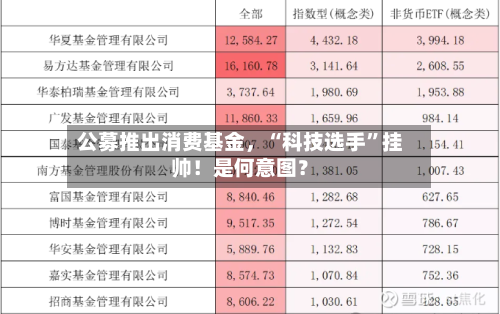 公募推出消费基金	，“科技选手”挂帅！是何意图？-第2张图片