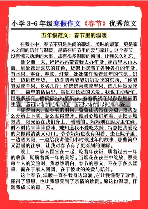 春节疫情文章/春节疫情的文章-第3张图片