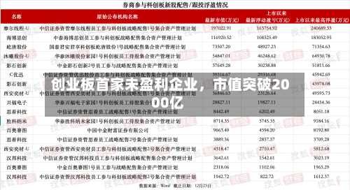 创业板首家未盈利企业，市值突破2000亿-第3张图片