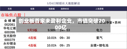 创业板首家未盈利企业	，市值突破2000亿-第2张图片
