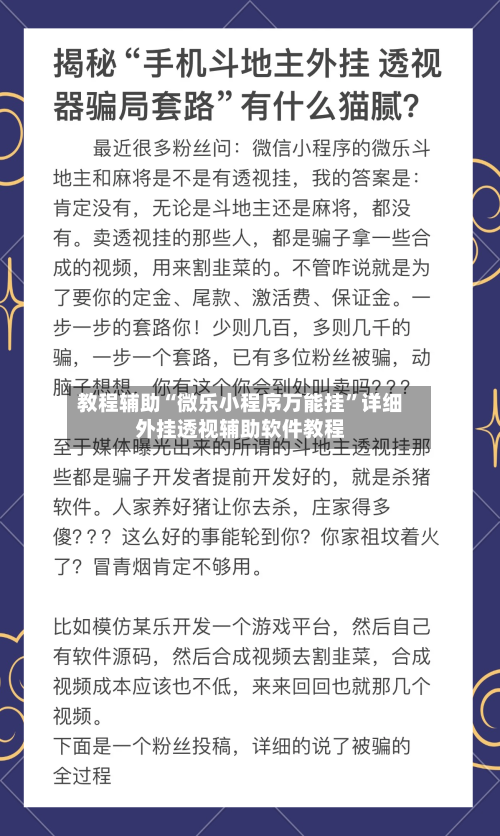 教程辅助“微乐小程序万能挂”详细外挂透视辅助软件教程-第3张图片