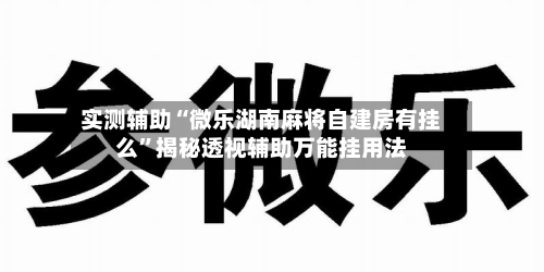 实测辅助“微乐湖南麻将自建房有挂么”揭秘透视辅助万能挂用法-第3张图片