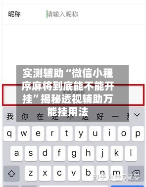 实测辅助“微信小程序麻将到底能不能开挂”揭秘透视辅助万能挂用法-第1张图片