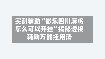 实测辅助“微乐四川麻将怎么可以开挂”揭秘透视辅助万能挂用法-第2张图片