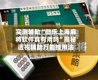 实测辅助“微乐上海麻将软件真有用吗	”揭秘透视辅助万能挂用法-第1张图片