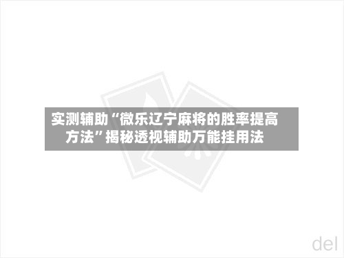 实测辅助“微乐辽宁麻将的胜率提高方法	”揭秘透视辅助万能挂用法-第1张图片
