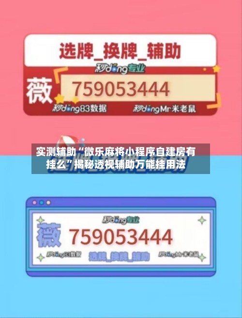 实测辅助“微乐麻将小程序自建房有挂么”揭秘透视辅助万能挂用法-第2张图片