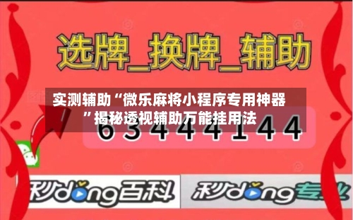 实测辅助“微乐麻将小程序专用神器”揭秘透视辅助万能挂用法-第2张图片