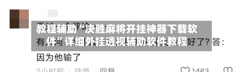 教程辅助“决胜麻将开挂神器下载软件”详细外挂透视辅助软件教程-第2张图片