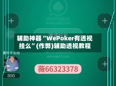 辅助神器“WePoker有透视挂么”(作弊)辅助透视教程-第1张图片